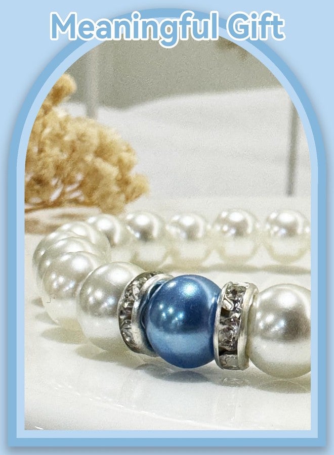 Daxtril Something Blue Gift for Bride, Bridal Shower Gifts for Bride to be White Pearl Bracelet, Meaningful Gift Card Party Wedding Accessories Christmas Gifts - Image 4